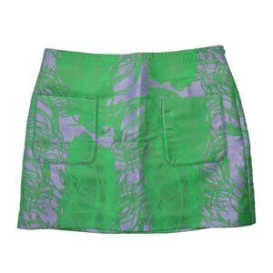 NWT Iris Apfel x H&M Jacquard-Weave Mini in Purple Green Feather Print Skirt 12